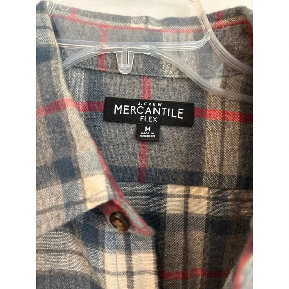 J. crew Men's gray plaid flannel Button-Up Shirt with Elbow Patches size Medium